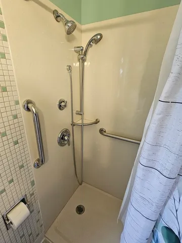 a bathroom with a shower