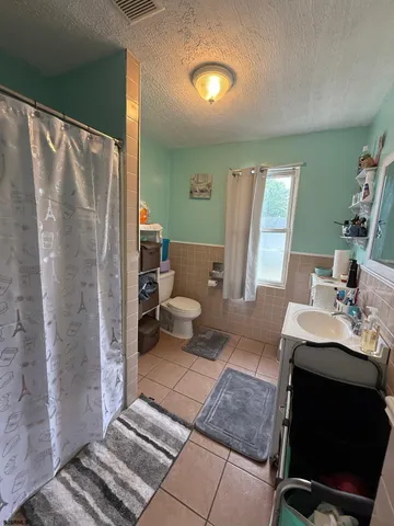 a living room with a couch and a potted plant