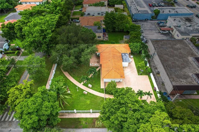 an aerial view of a house