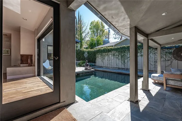 a view of porch with patio