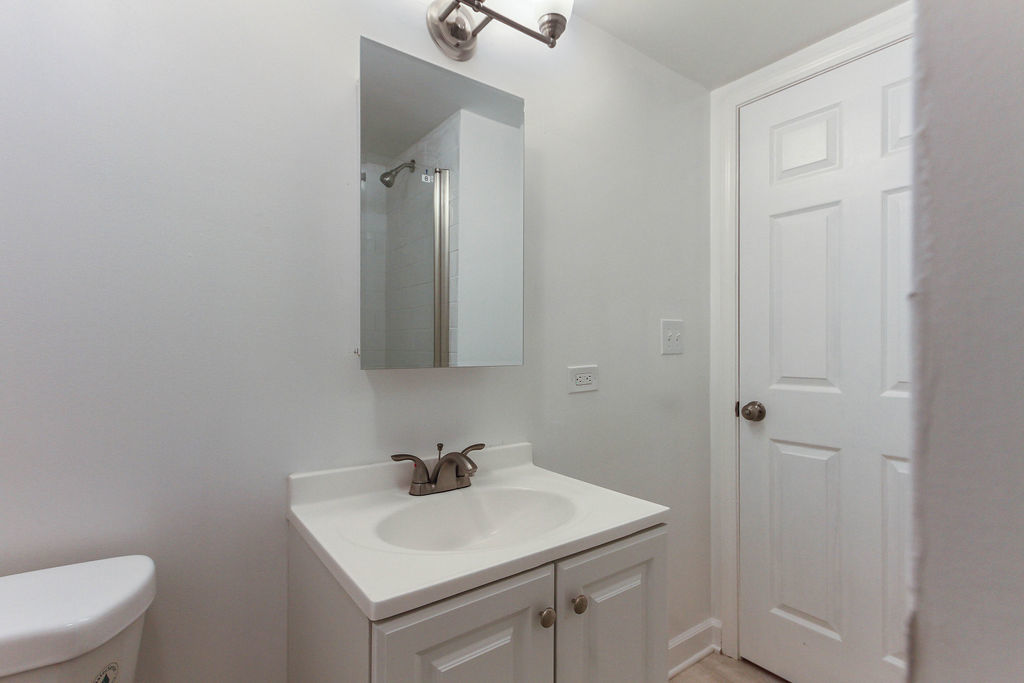 6046 West Giddings Street Chicago, IL 60630 - Photo 12 of 46 a bathroom with a sink a toilet and mirror
