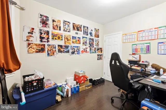 a room with a workspace