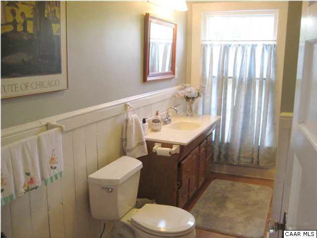 268 Rivanna Mills Road Palmyra, VA 22963 - Photo 29 of 31 a bathroom with a sink a toilet a mirror and shower