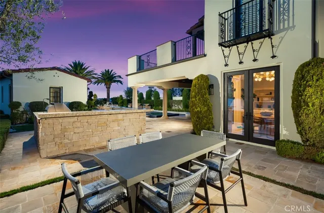 a view of a patio with swimming pool