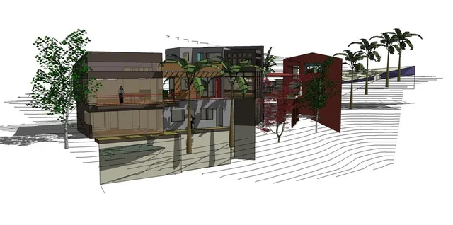 a vase with flowers sitting on a table with potted plants