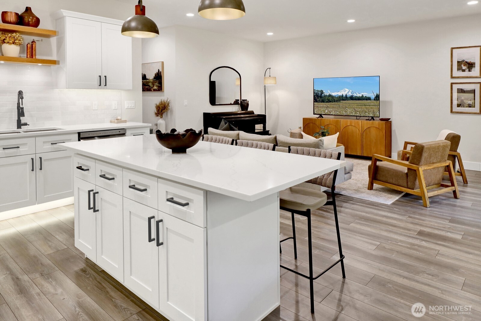 8228 Goldrun Drive Maple Falls, WA 98266 - Photo 16 of 33 a kitchen with stainless steel appliances a stove a sink a refrigerator and wooden floor