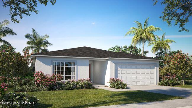 671 Weaver Road Southwest Palm Bay, FL 32908 - Photo 1 of 22 a front view of a house with a garden