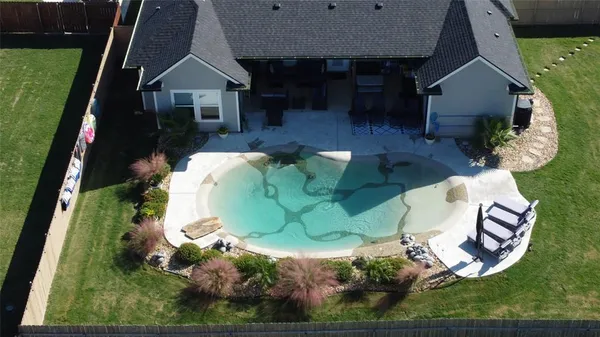 an aerial view of a house