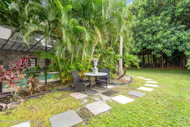 a backyard of a house with lots of green space