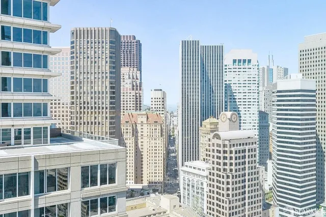 a front view of a tall building