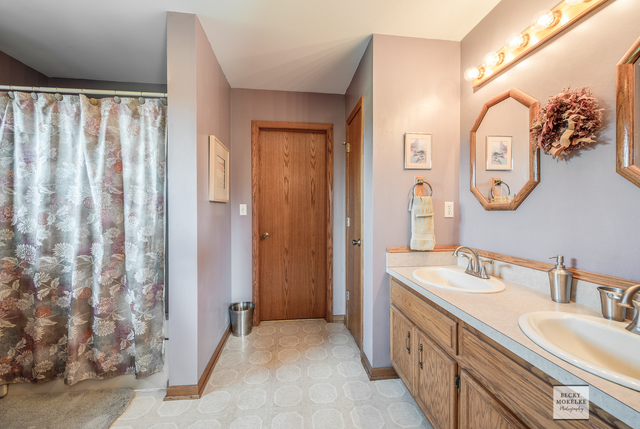 5545 Nettle Creek Road Morris, IL 60450 - Photo 29 of 45 a bathroom with a double vanity sink and a mirror