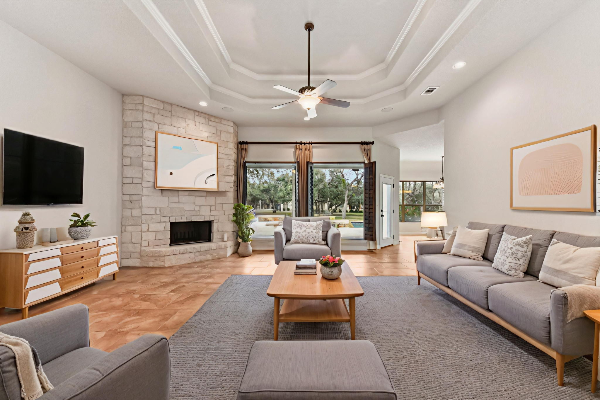 105 Silver Leaf Drive Georgetown, TX 78633 - Photo 4 of 40 a living room with furniture fireplace and flat screen tv
