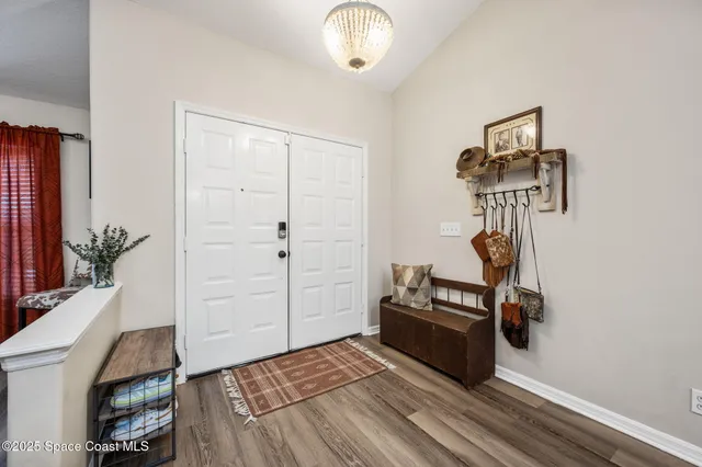 a view of a hallway with a workspace