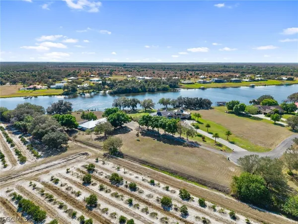 a view of a lake with houses