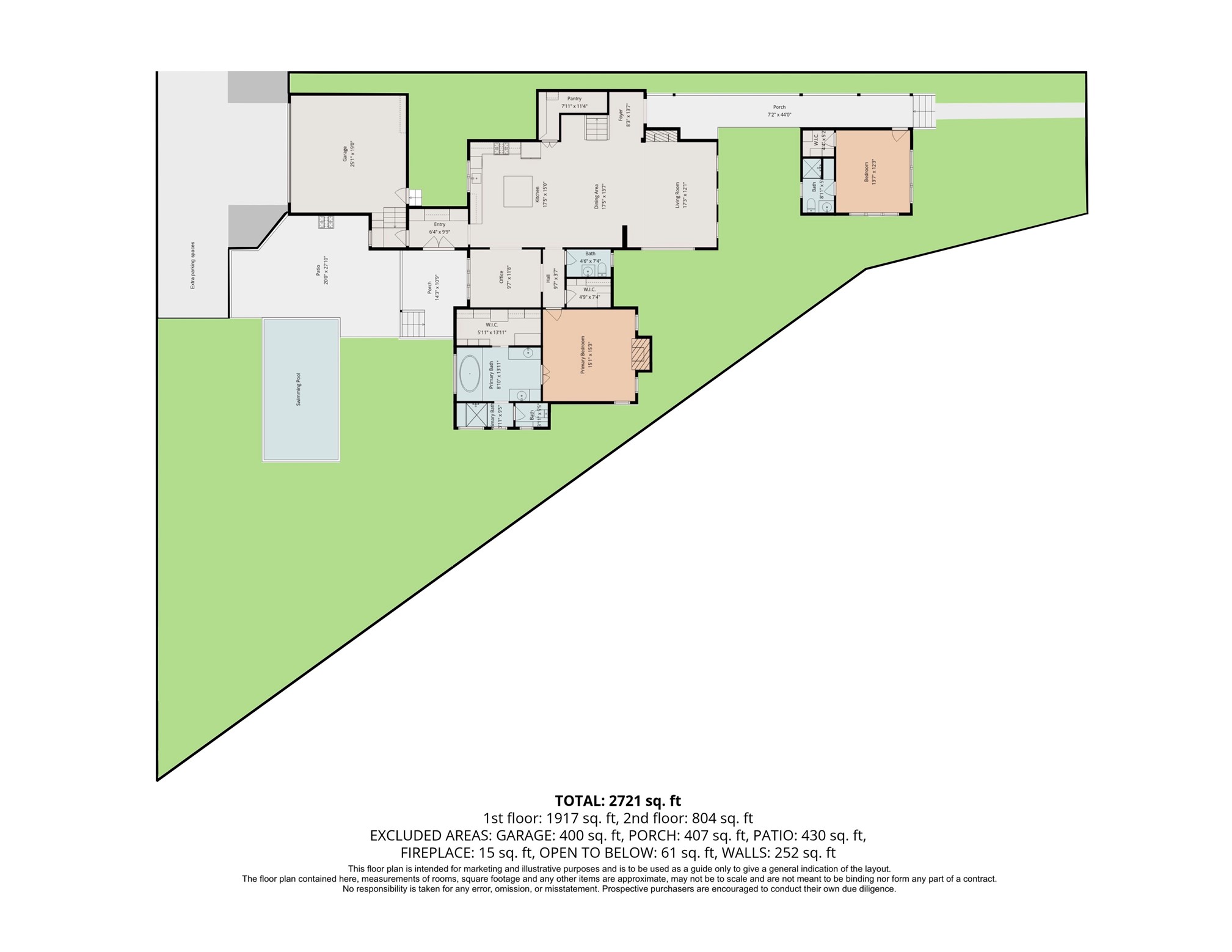 1238 West 22nd Street Houston, TX 77008 - Photo 41 of 43 Floorplan of first floor with greenspace added
