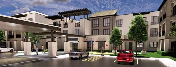a front view of multi story residential apartment building