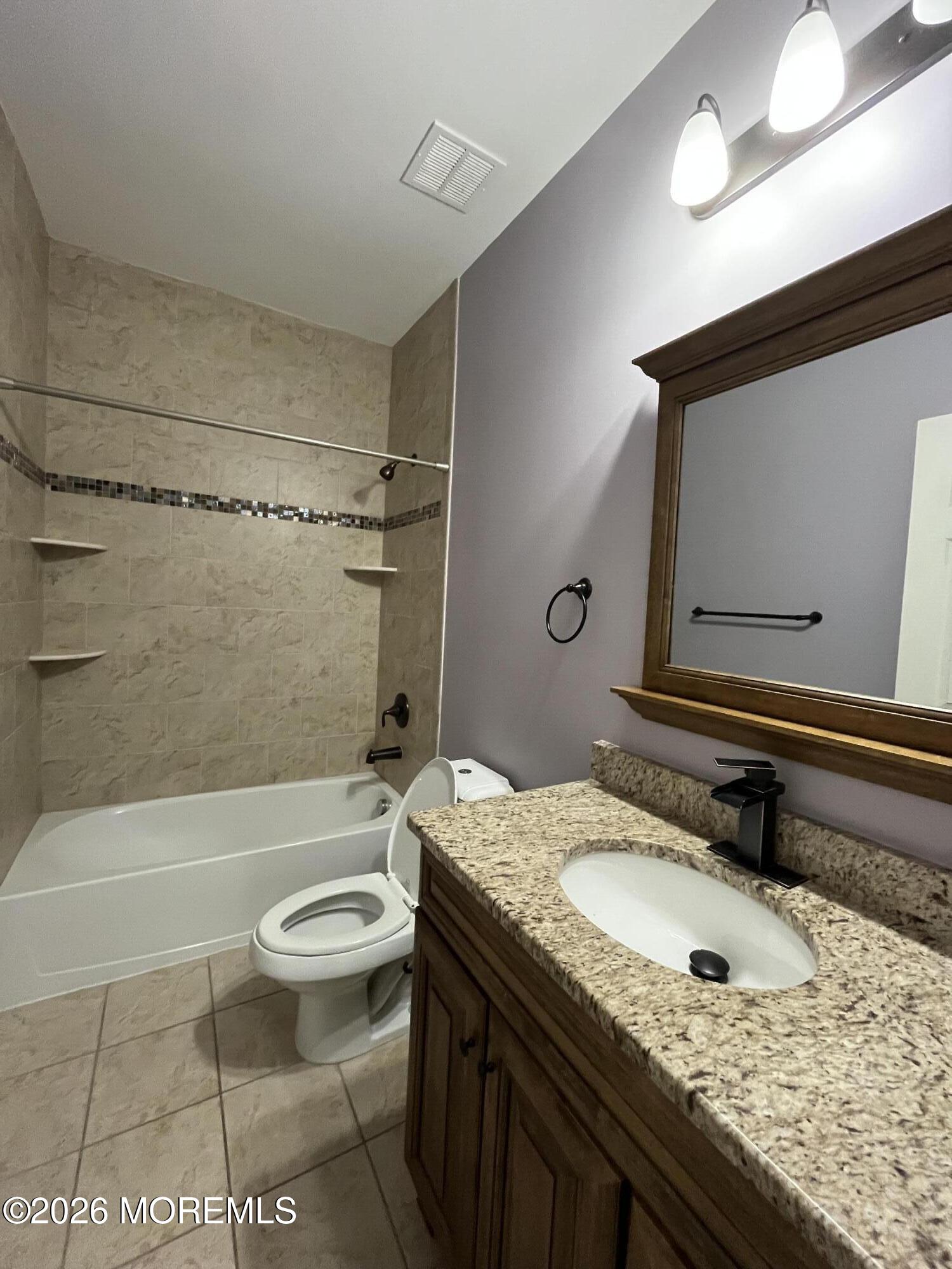 206 Hawthorne Lane Barnegat, NJ 08005 - Photo 22 of 49 a bathroom with a granite countertop sink toilet and shower