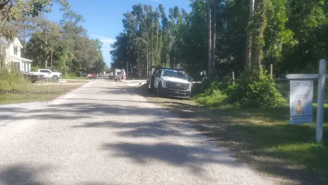 a view of road with trees