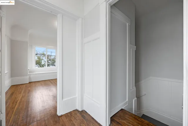 a view of staircase with white walls and white walls
