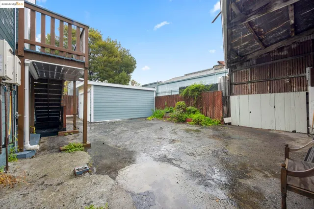 a view of a brick building with many windows