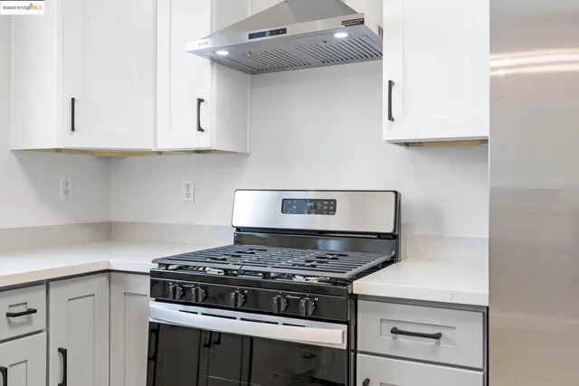 a stove top oven sitting inside of a kitchen