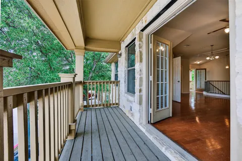a view of a porch with a yard