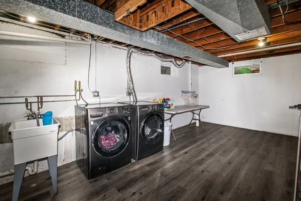 a utility room with dryer and washer