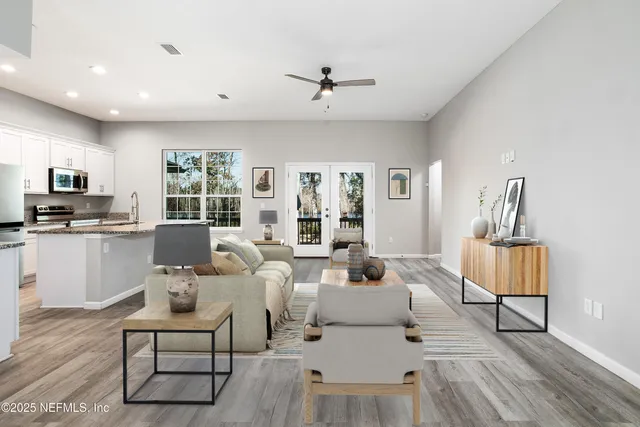 a living room with furniture