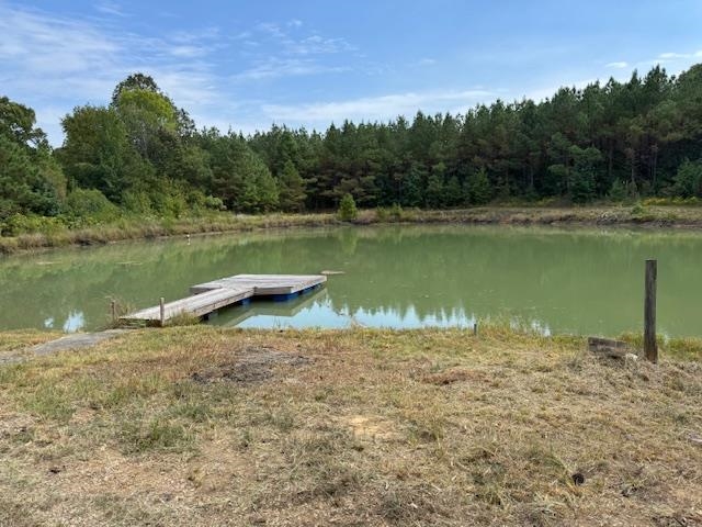a view of a lake with a yard