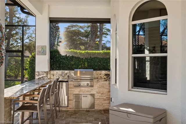 a view of balcony with furniture