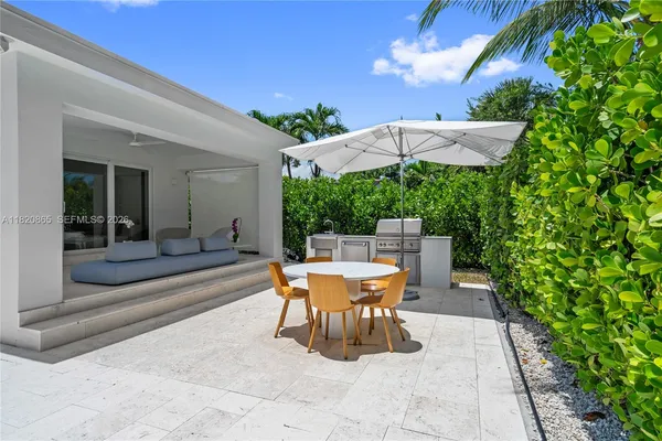 a view of a backyard with a patio