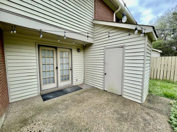 a view of a house with white door
