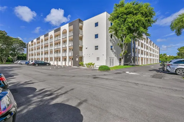 front view of a building with a street