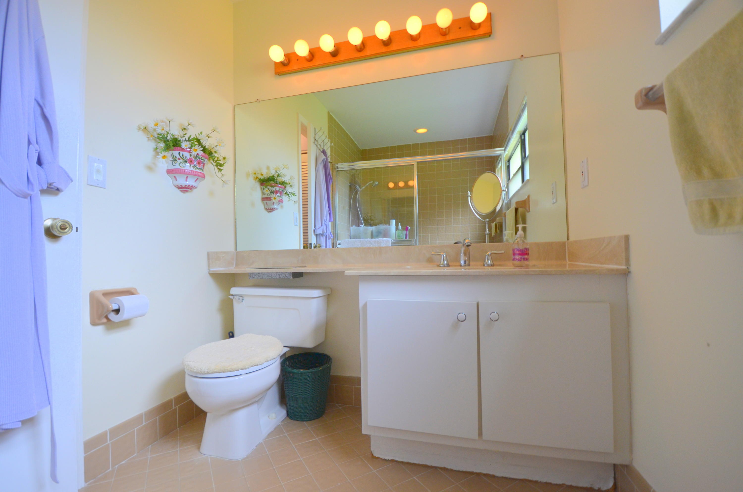 9539 Silverspring Lane Boca Raton, FL 33434 - Photo 17 of 28 a bathroom with a sink a toilet and a mirror