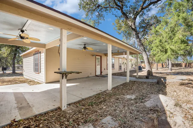 a view of a house with a patio