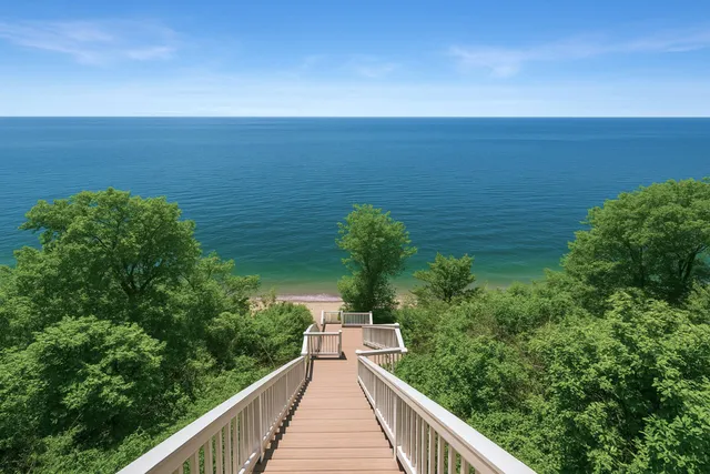 a view of a lake with a outdoor space