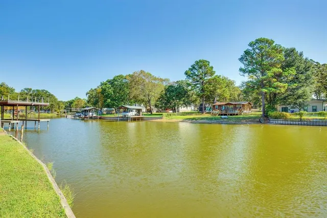 a view of a lake with houses