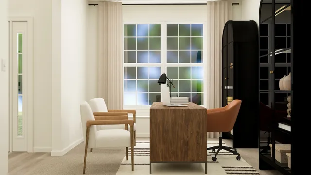 a view of a room that has a dining table and chairs in it