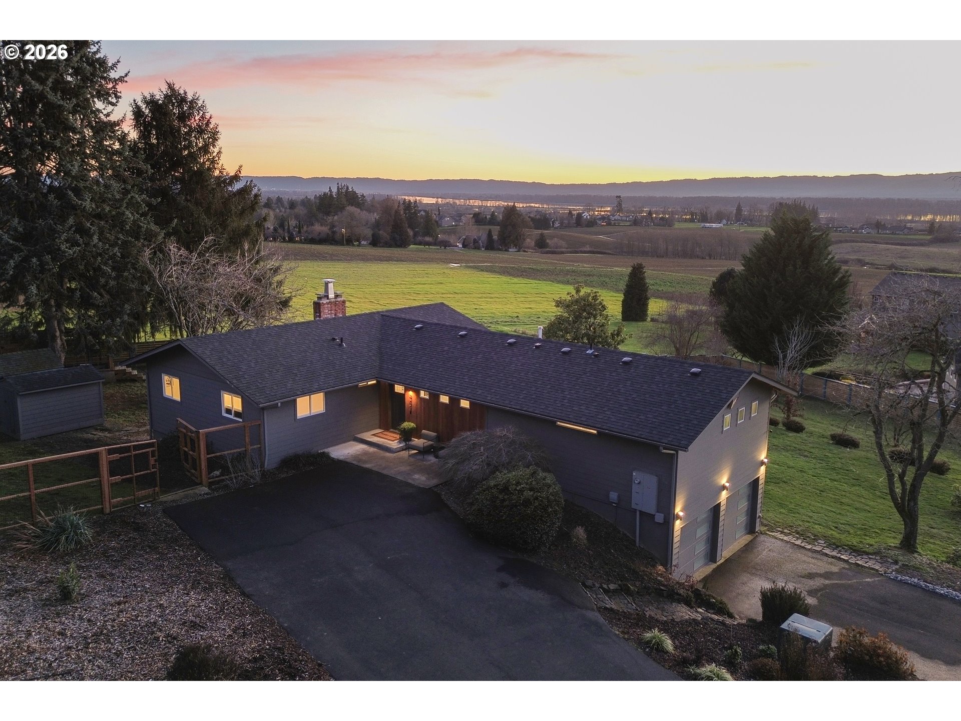 a view of a city with an outdoor space