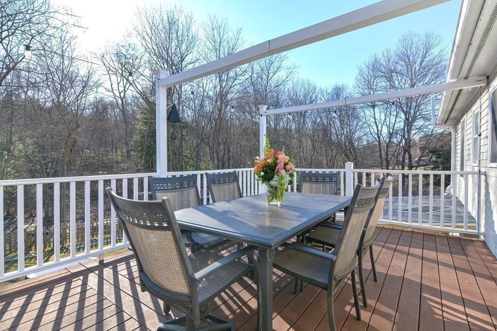 21 Coolidge Street Sherborn, MA 01770 - Photo 25 of 41 a view of a dining table and chairs on the roof deck