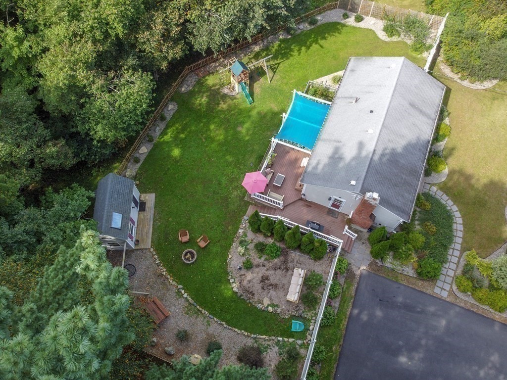 21 Coolidge Street Sherborn, MA 01770 - Photo 37 of 41 an aerial view of a house with a garden and lake view
