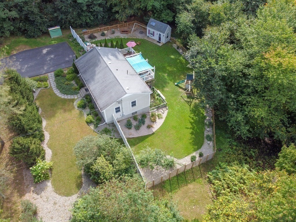21 Coolidge Street Sherborn, MA 01770 - Photo 39 of 41 an aerial view of a house with a yard and lake view