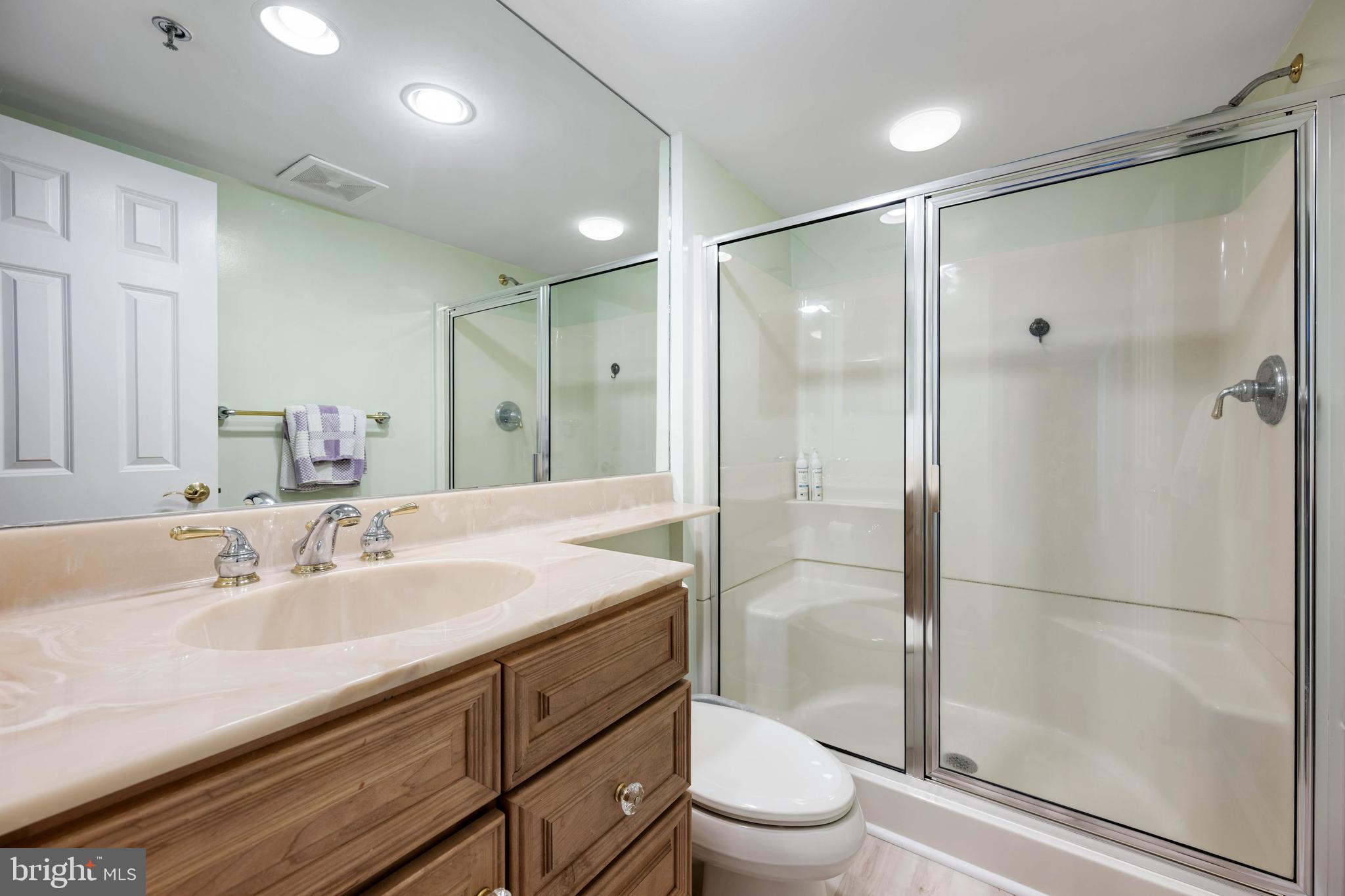 409 Georgetowne House Road Bethany Beach, DE 19930 - Photo 20 of 37 a bathroom with a shower sink vanity mirror and toilet
