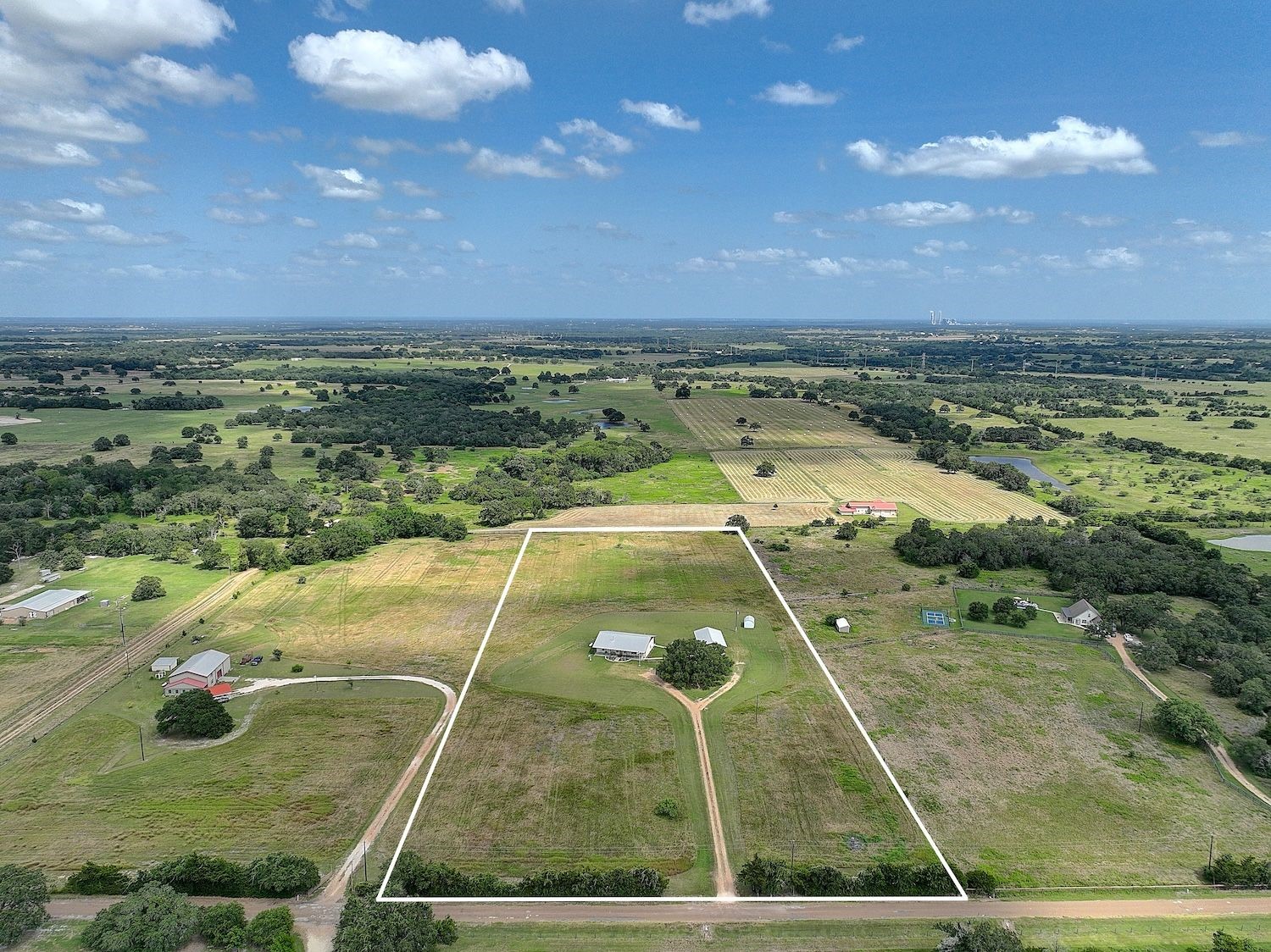 9414 Laird Road Round Top, TX 78954 - Photo 5 of 50 Aerial 10 acre boundary lines of the agricultural exempt property, hay production is the ag usage by neighbor