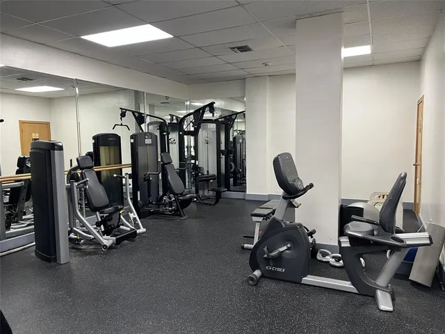 a view of a room with gym equipment