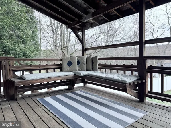 a view of a wooden bench with a bench