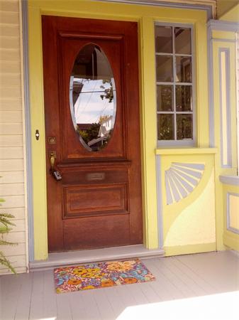 a view of a door front of a house