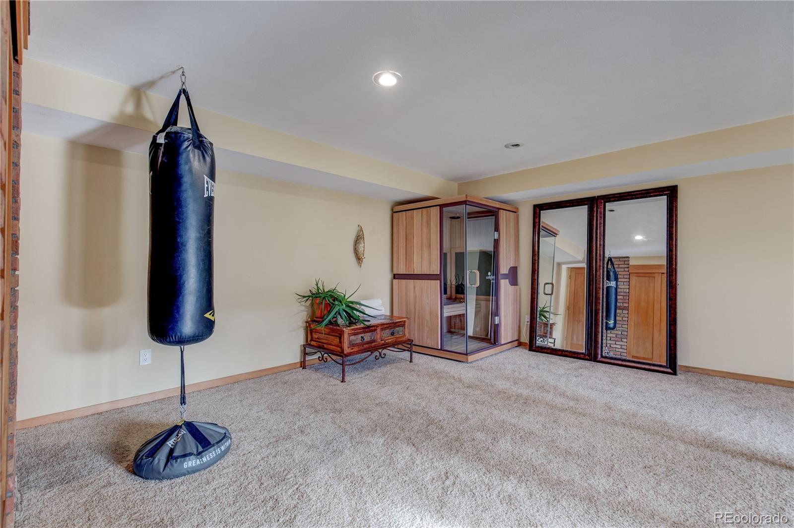 136 Elk Ridge Lane Boulder, CO 80302 - Photo 19 of 27 a living room with furniture gym equipment and a window