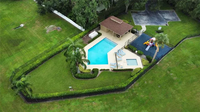 an aerial view of a house