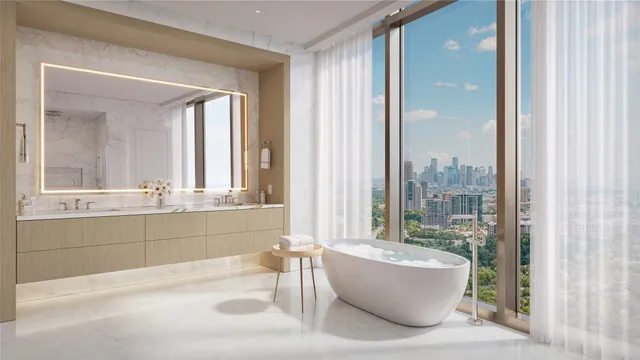 a bathroom with a bathtub and a sink